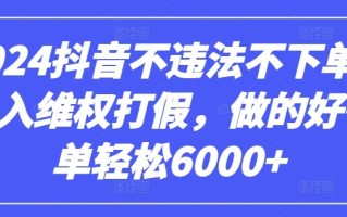 2024抖音不违法不下单0投入维权打假，做的好一单轻松6000+【仅揭秘】