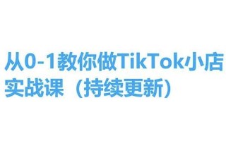 从0-1教你做TikTok小店实操课(持续更新)，手把手教你，简单易学