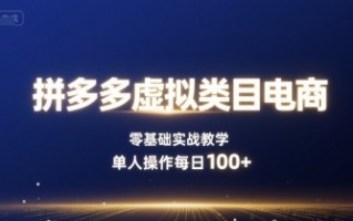 拼多多虚拟类目电商，零基础实战教学，单人操作每日100+