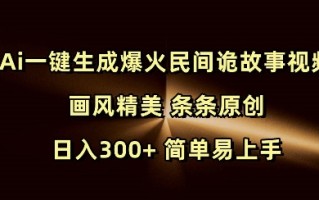 Ai一键生成爆火民间诡故事视频 画风精美 条条原创 日入300+ 简单易上手
