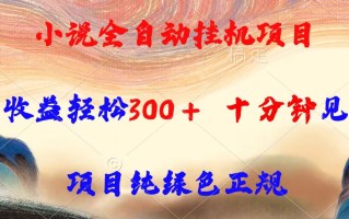 小说全自动挂机项目，单日收益轻松300，十分钟见收益，项目纯绿色正规