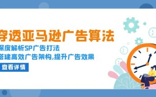 穿透亚马逊广告算法，深度解析SP广告打法，搭建高效广告架构,提升广告效果