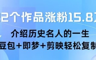 22个作品涨粉15.8W ，介绍历史名人的一生 ， 豆包+即梦+剪映轻松复制
