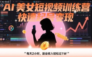 AI美女短视频训练营，快速起号变现，每天2小时，副业收入轻松过1W