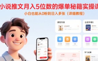 小说推文月入5位数的爆单秘籍实操课，，小白也能从0粉到日入多张(详细教程)