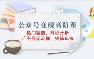 公众号变现高阶课：热门赛道、对标分析、广告主变现流程、矩阵玩法