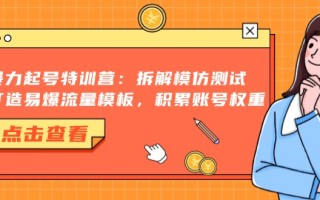 暴力起号特训营：拆解模仿测试，打造易爆流量模板，积累账号权重