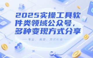 2025实操工具软件类领域公众号，多种变现方式分享