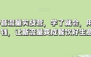 餐饮抖音流量实战营，学了就会，用了就赚钱，让新流量变成餐饮好生意