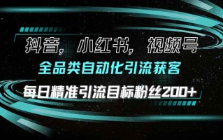 抖音小红书视频号全品类自动化引流获客，每日精准引流目标粉丝200+