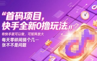 首码项目，快手全新0撸玩法，有快手就可以做，可矩阵放大，每天零碎时间搞个几张不是问题【揭秘】