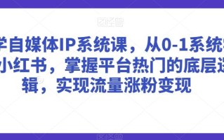 美学自媒体IP系统课，从0-1系统学习小红书，掌握平台热门的底层逻辑，实现流量涨粉变现