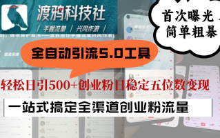 全自动引流5.0工具首次曝光，简单粗暴，轻松日引500+日稳定五位数变现