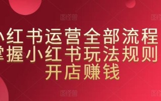 小红书运营全部流程，掌握小红书玩法规则，开店赚钱