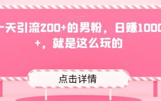 一天引流200+的男粉，日赚1000+，就是这么玩的