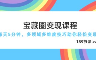 宝藏圈变现课程，每天5分钟，多领域多维度技巧助你轻松变现(189节