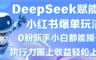 DeepSeek赋能小红书爆单玩法0粉新手小白都能操作，执行力跟上收益轻松上W，懒人勿做