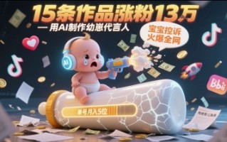 用AI制作幼崽代言人，宝宝的控诉火爆全网，15条作品涨粉13W，单号月入5位数实操教程