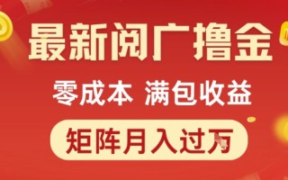 最新阅广撸金项目，零成本满包收益，可矩阵操作，月入过1W【揭秘】