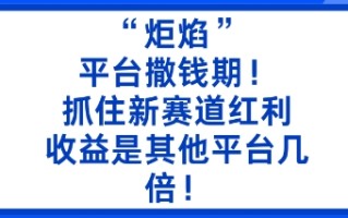 “炬焰”：平台撒钱期！抓住新赛道红利，5分钟二创内容，收益是其他平台几倍！