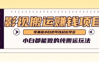 手把手教你操作影视搬运项目，小白都能做零基础也能赚钱