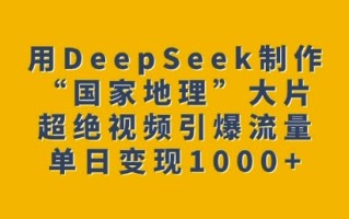 用DeepSeek制作“国家地理”大片，超绝视频引爆流量，单日变现多张
