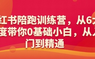 小红书陪跑训练营，从6大维度带你0基础小白，从入门到精通