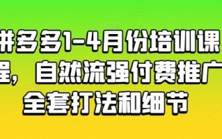 拼多多1-4月份培训课程，自然流强付费推广全套打法和细节
