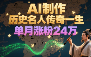 暴力起号！用AI制作历史名人传奇一生，单月涨粉24万，涨粉+变现赛道黑马来了