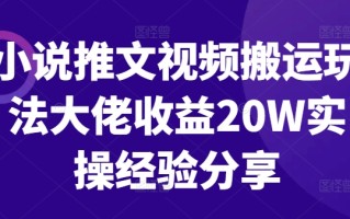 小说推文视频搬运玩法大佬收益20W实操经验分享