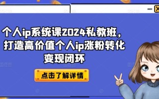 个人ip系统课2024私教班，打造高价值个人ip涨粉转化变现闭环