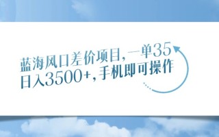 蓝海风口差价项目，一单35，日入3500+，手机即可操作