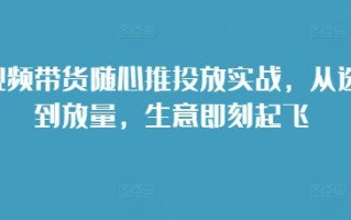 短视频带货随心推投放实战，从选品到放量，生意即刻起飞