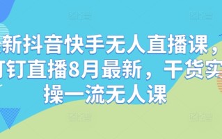 最新抖音快手无人直播课，钉钉直播8月最新，干货实操一流无人课