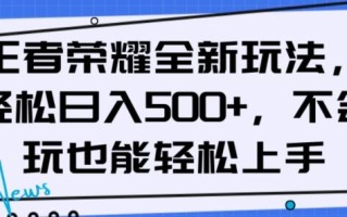 王者荣耀全新玩法，轻松日入500+，小白也能轻松上手【揭秘】