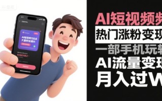AI短视频热门涨粉变现，一部手机玩转AI流量变现，月入过W