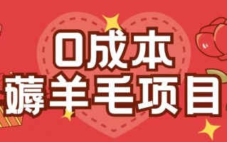 0成本，薅羊毛玩法一分钱不花一部手机即可操作单机1个小时30+