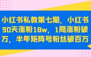 小红书私教第七期，小红书90天涨粉18w，1周涨粉破万，半年矩阵号粉丝破百万