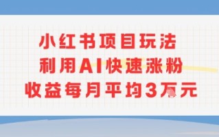 小红书商单项目新玩法，利用AI快速涨粉收益每月平均3W