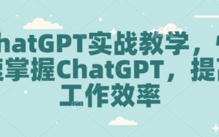 ChatGPT实战教学，快速掌握ChatGPT，提高工作效率