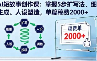 AI短故事创作课：掌握5步扩写法、细纲生成、人设塑造，单篇稿费2000+