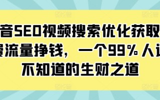 抖音SEO视频搜索优化获取免费流量挣钱，一个99%人还不知道的生财之道