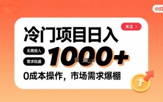 在小红书上发现个冷门路子，需求不小，零成本操作，每天能有1k进账