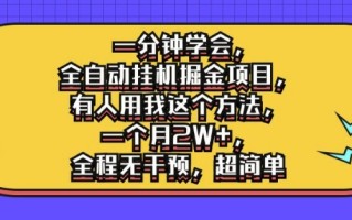 一分钟学会，全自动挂机掘金项目，有人用我这个方法，一个月2W+，全程无干预，超简单【揭秘】