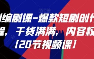 短剧编剧课-爆款短剧创作全流程，干货满满，内容权威【20节视频课】