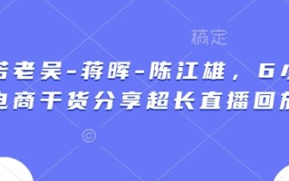 天诺老吴-蒋晖-陈江雄，6小时电商干货分享超长直播回放