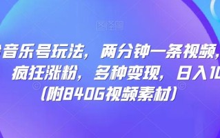 多平台音乐号玩法，两分钟一条视频，条条原创，疯狂涨粉，多种变现，日入1000+