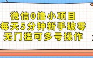 微信0撸小项目，每天5分钟新手破零，无门槛可多号操作