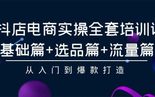 (9604期)抖店电商实操全套培训课：基础篇+选品篇+流量篇，从入门到爆款打造
