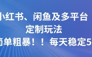 小红书、闲鱼及多平台定制玩法简单粗暴！每天稳定5张